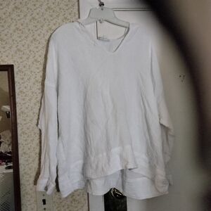 J. Jill White Oversized Long Lightweight Summer Hooded Casual Shirt